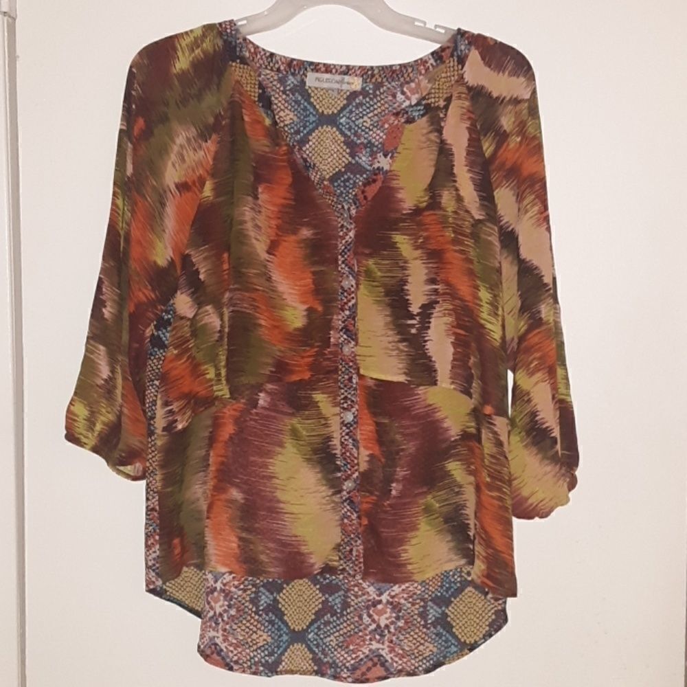Figueroa & Flowers Boho Print Top